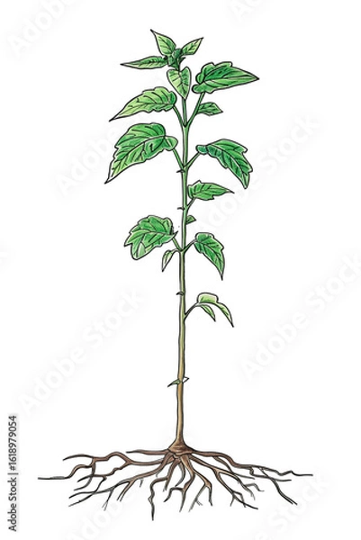 Obraz Young Plant with Root System Isolated on Transparent Background