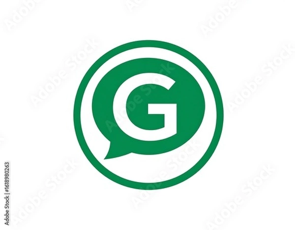 Fototapeta Green circle logo with letter 'G' inside a speech bubble