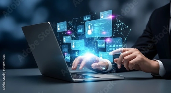 Fototapeta Data Analysis Laptop Digital Illustration Business Concept