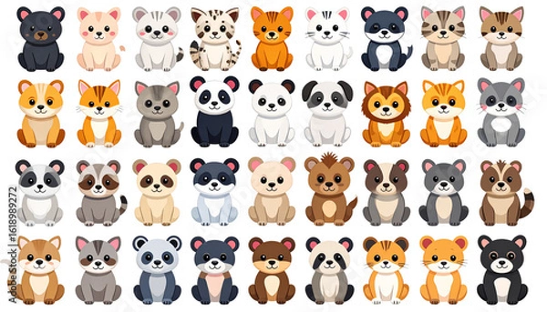 Fototapeta set of funny animals