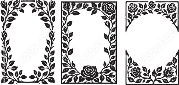 Obraz Botanical Vector Rose Kit, Floral Frames and Elements