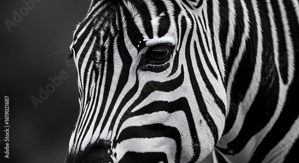 Fototapeta Zebra Portrait Close-up Black and White Striking Pattern Animal Wildlife