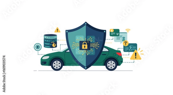 Fototapeta Secure car technology: cybersecurity and data protection in modern vehicles