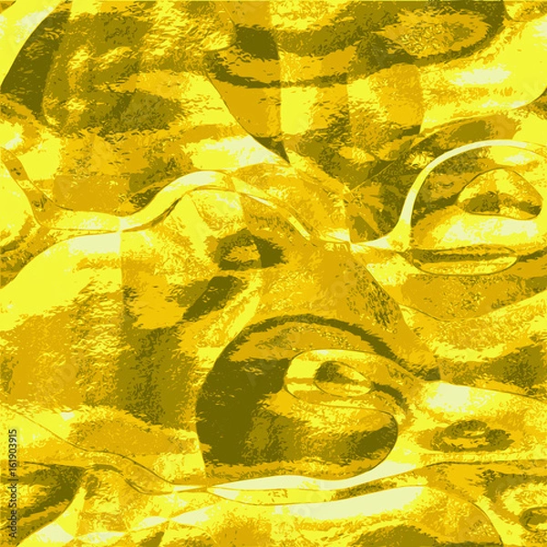 Fototapeta Abstract gold wavy pattern resembling molten metal. Gold, brown and white metal scratched texture