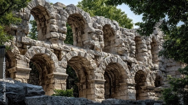Obraz Ancient stone arches, weathered and tall