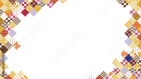 Obraz 秋の季節の彩り和柄背景イラスト
