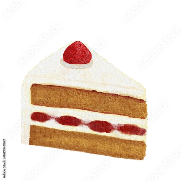 Obraz image of a cake slice with strawberry topping, transparent PNG