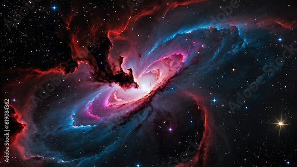 Fototapeta Galactic dance nebulae illuminated by vibrant colors in space