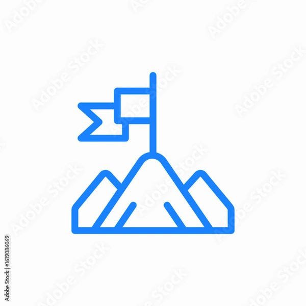 Fototapeta flag on mountain peak icon sign vector