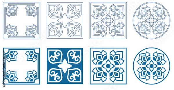 Fototapeta 한국 전통 문양, 사각형 Korean traditional patterns squares, various old traditional designs