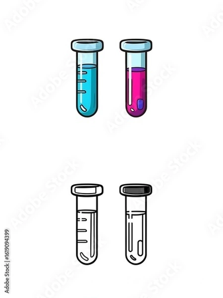 Obraz Colorful Test Tubes: Science Experiment Illustration