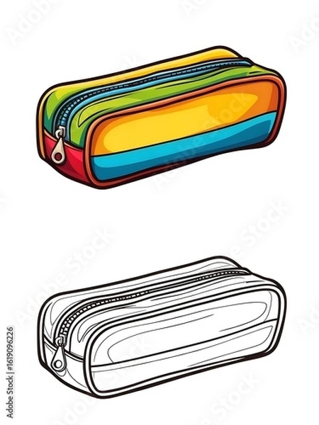Obraz Pencil Case with Outline Vector Set