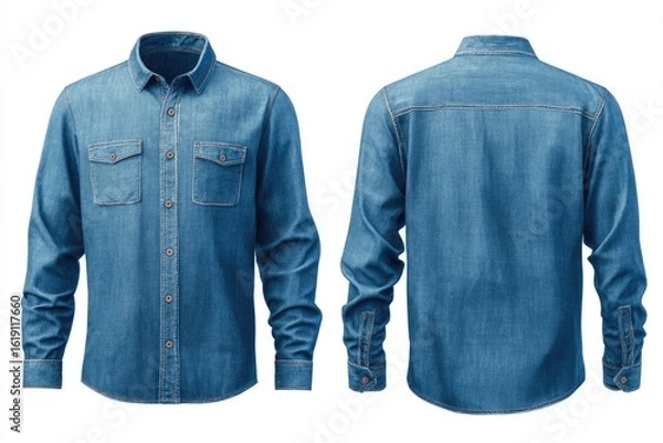 Fototapeta Front and back view of a denim shirt