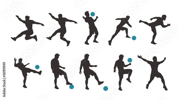 Fototapeta soccer player silhouette set