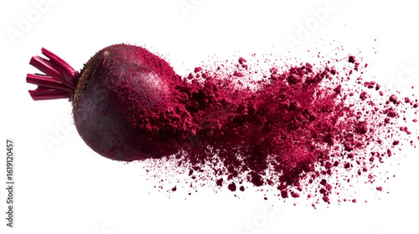 Obraz Beetroot explosion vibrant red powder healthy food,