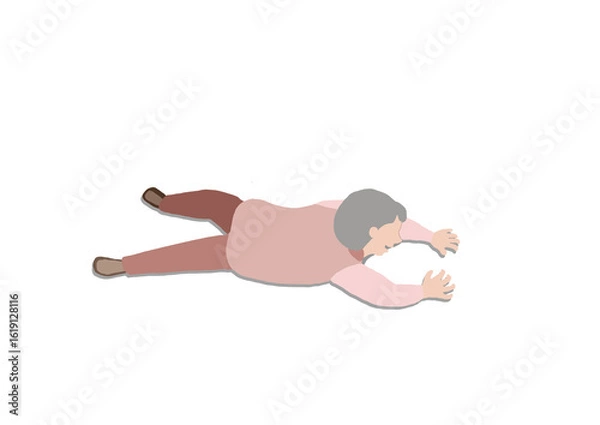 Fototapeta 介護が必要な老人が転倒しているイラスト