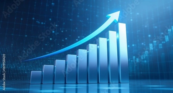 Fototapeta Dynamic Blue Bar Graph Illustrating Growth