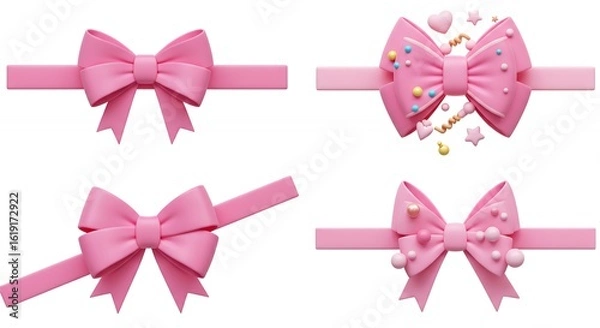 Fototapeta Pink bow collection decorative elements