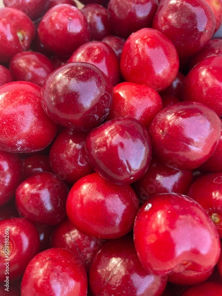 Fototapeta red cherries background