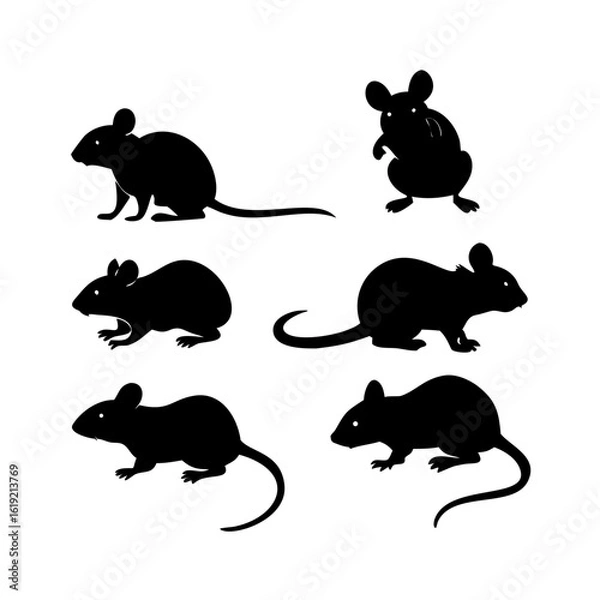 Obraz Silhouette mouse collection - vector illustration