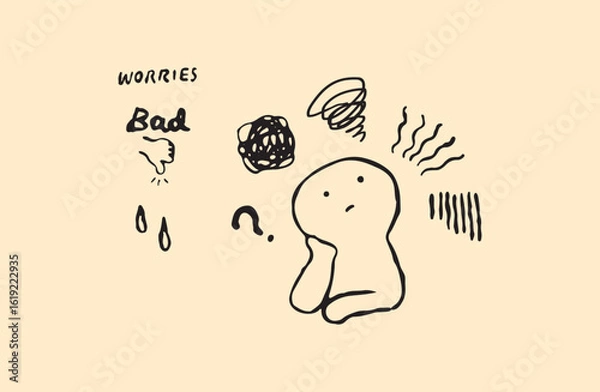 Obraz モヤモヤと悩む人のベクターイラストセット