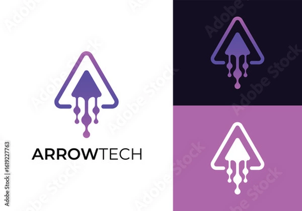 Obraz This is a tech arrow logo with graduating colors. This logo is suitable for any company in the field of technology.
