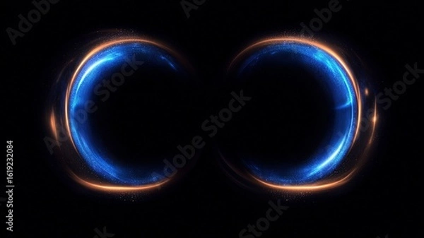 Fototapeta Futuristic Blue Light Ring Abstract Background, Digital Energy Circle Design for Poster, Wallpaper, Banner, Presentation, Technology