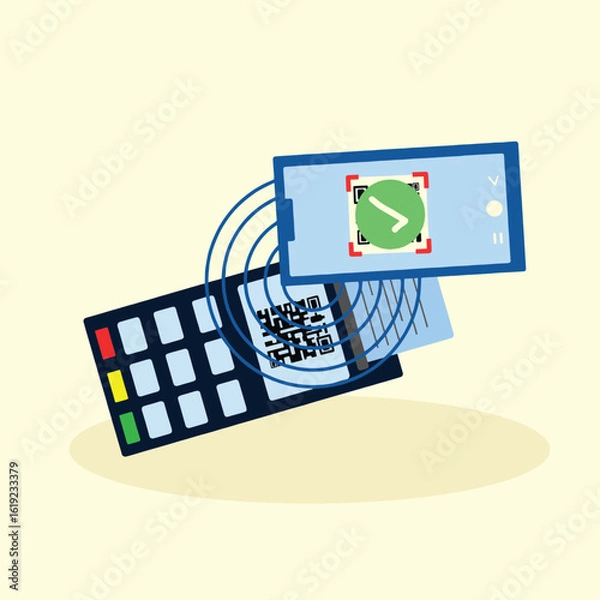 Obraz a design vector Mobile Payment with QR and OTP