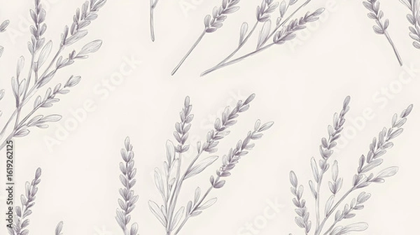 Fototapeta Delicate lavender sprigs pattern