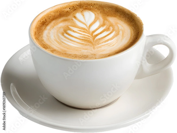 Fototapeta 라떼 아트가 담긴 플랫 화이트 커피 컵