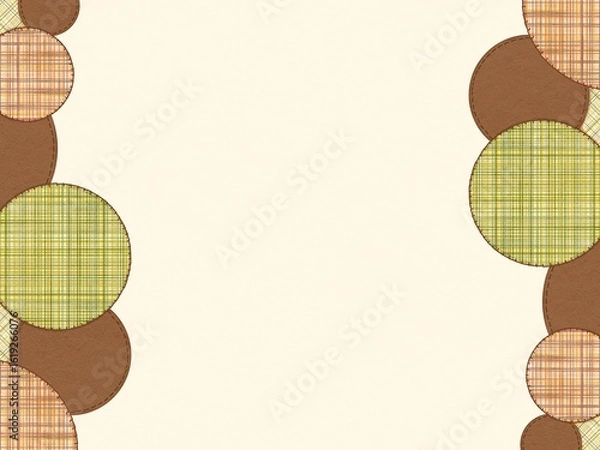 Obraz 水彩で描いた荒い織り目のような可愛いチェック柄のアップリケやステッチが可愛いフレーム背景イラスト素材