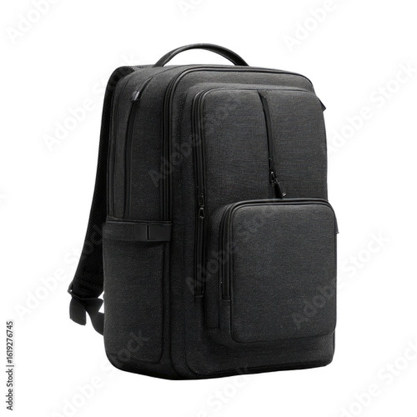 Fototapeta Gray laptop backpack with multiple compartments