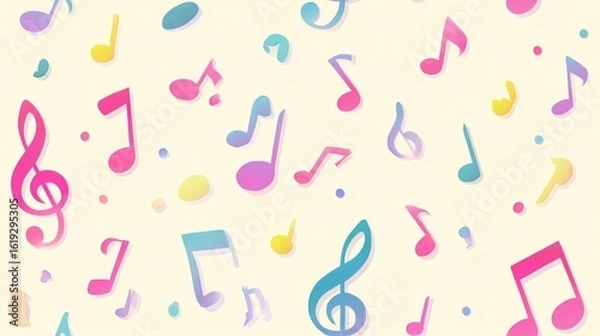 Obraz Vibrant Colorful Music Notes Background Creating a Dynamic and Energetic Atmosphere for Creativity