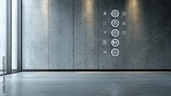 Fototapeta A Cozy Interior Wall Featuring a Classic Clock Illuminated by Soft Light Creating a Warm Atmosphere