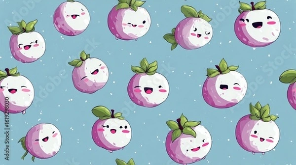 Obraz Playful Collection of Colorful Fruits Featuring Whimsical Faces and Eyes Conveying Joyful Emotions