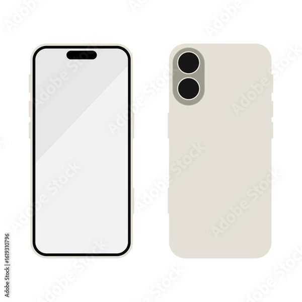 Fototapeta スマートフォンの表裏のシンプルなイラストセット