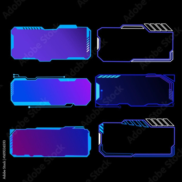 Obraz Gradient of blue, purple, on a black background, vector, modern frame, technology.