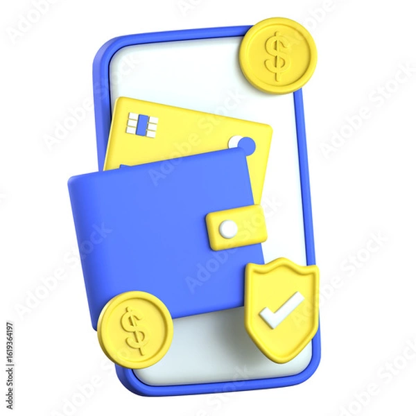 Fototapeta E-wallet 3D Icon colorful style
