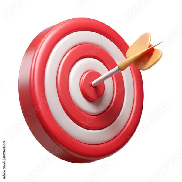 Fototapeta 3d dartboard with arrow hit isolated on transparent background
