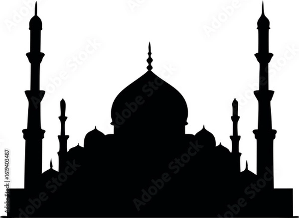 Obraz mosque silhouette vector, islamic mosque black vector, mosque symbol