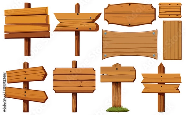 Fototapeta 木製看板ベクターイラストセット	