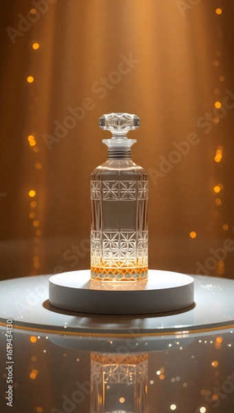 Fototapeta Luxury Fragrance Bottle Surrounded by Falling Petals