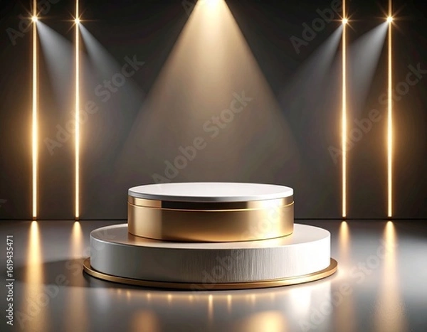 Fototapeta Modern Rotating Platform with Spotlights for Display