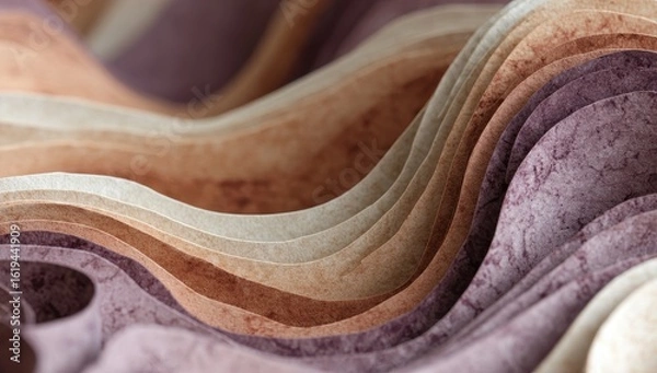 Obraz Abstract layered wavy textured forms in muted earth tones
