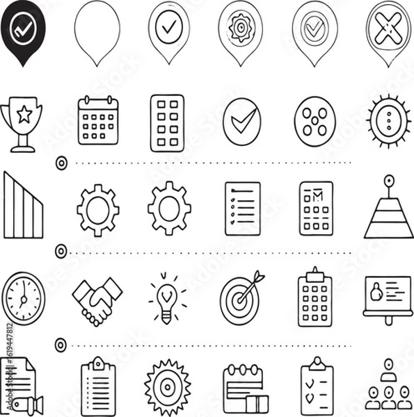 Fototapeta Collection of business and planning icons checklist calendar