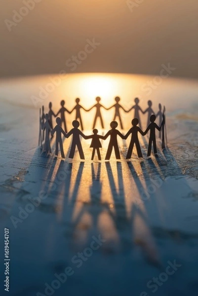 Obraz 輪になった人々の紙人形