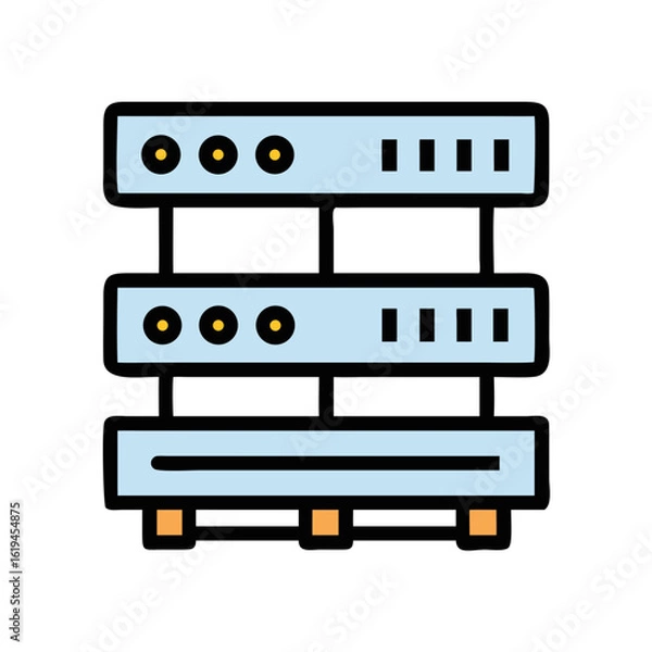 Fototapeta Abstract Network Server Rack Icon Illustration, Flat Design Style