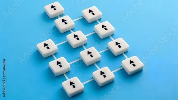 Obraz Spade Icons on White Tiles – Minimalist Game Elements on Blue Surface, Card Suit Symbol, Categorization Concept, Flat Tabletop Arrangement