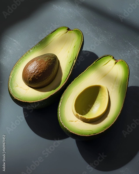 Obraz avocado cut in half on the table