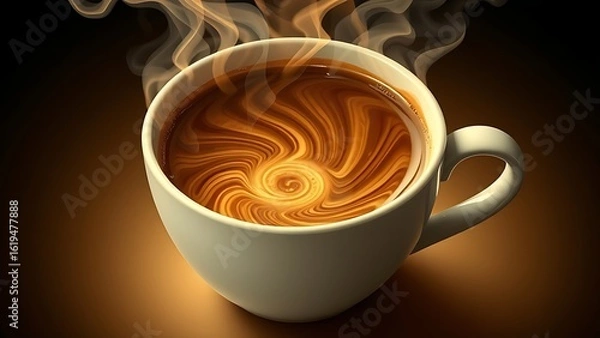 Fototapeta Surreal cup of coffee with swirling cosmic patterns inside, representing the hidden effects of daily ritual.